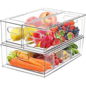 Kilkuran® Stapelbare Koelkast Lade Organizerset voor Efficiënte Keukenopslag en Organisatie