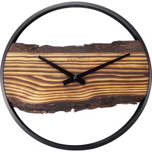 NeXtime NE-3264BR Wandklok Forest 30 cm Hout/Zwart Metaal