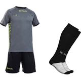 Scheidsrechters tenue compleet met sokken, Givova KIT FLAG, Grijs/Zwart/Fluo Geel, maat S