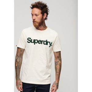 Superdry Core Logo Classic T Shirt Heren T-Shirt - Oatmeal White - Maat Xl