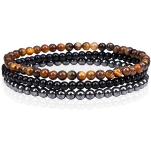 Memphis Stacked Heren Armbanden set - Dark-19cm