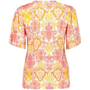 Geisha T-shirt v-neck aop Coral/orange