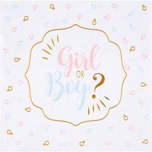 Genderreveal servetten Boy or Girl roze blauw wit goud - genderreveal - boy or girl - servet - geboorte - zwanger - baby