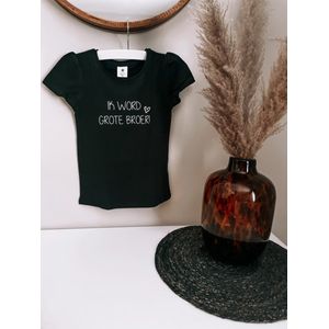 KLEINE FRUM - Ik word grote broer - hartje - shirt - zwart - maat 68 tot 92 - zwangerschap bekendmaking - aankondiging - baby op komst