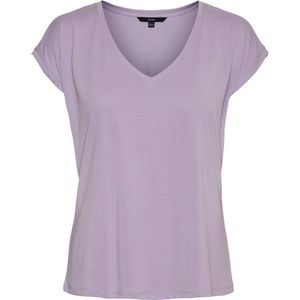 VERO MODA VMFILLI SS V-NECK TEE GA  Dames T-Shirt - Maat XS