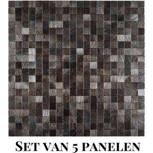 Wallways Wandpanelen - Plaktegels - Set van 5 Tegels - Tegelsticker - Zelfklevende Tegels - 4MM dik - Aluminium toplaag - Waterdicht - Krasbestendig - Hittebestendig - 3M Kleeflaag - Vierkant Bruin