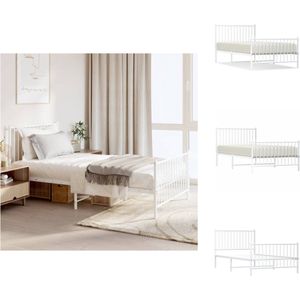 vidaXL Klassiek Bedframe - Metalen Constructie - Met Opbergruimte - Wit - 196 x 104.5 x 90.5 cm - Geschikt voor 100 x 190 cm Matras - Bed