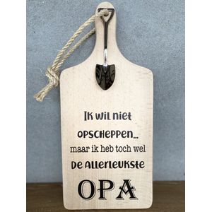 Creaties van Hier - Serveerplankje met Lepeltje - Opa - 35 cm - Hout - Metaal