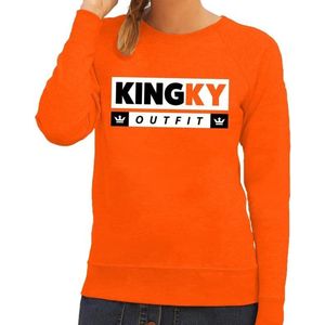 Oranje Kingky outfit trui - Sweater voor dames - Koningsdag kleding S