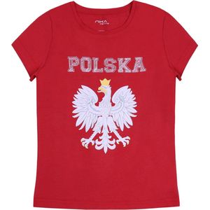 Rood, meisjes t-shirt met de Poolse adelaar / 158