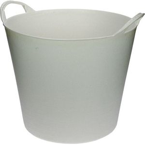 Flexibele emmer/wasmand/kuip - wit - 20 liter - Opbergmanden - Wasmanden - Flexibele emmers - 35 x 30 cm