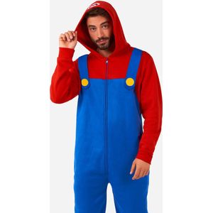 OppoSuits Mario Onesie - Nintendo Jumpsuit - Kleding voor Mario Outfit - Thema Huispak - Carnaval - Blauw - Maat: L