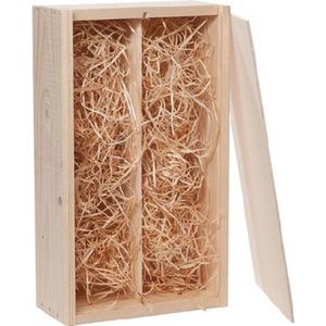 10x 2-vaks wijnkist met schuifdeksel 37x21x11cm - inclusief gratis houtwol