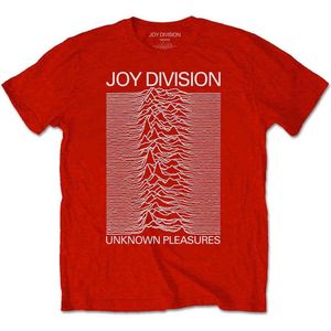 Joy Division - Unknown Pleasures White On Red Heren T-shirt - 2XL - Rood
