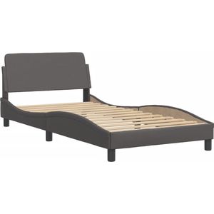 vidaXL - Bed - met - matras - kunstleer - grijs - 100x200 - cm