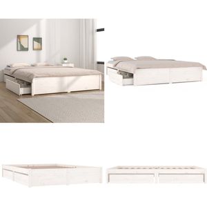 vidaXL Bedframe met lades wit 150x200 cm - Bedframe - Bedframes - Tweepersoonsbed - Bed