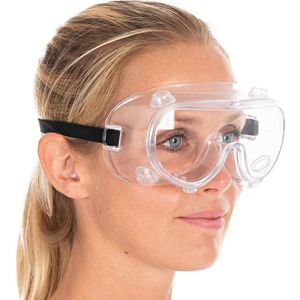 Veiligheidsbril Transparant - geventileerd - LichtGewicht - Polycarbonaat - CE gekeurd - Anti condens - Beschermbril - Veiligheidsbril - Veiligheid Bril - Oogbeschermer - Spatbril - Stofbril - Overzetbril voor brildragers  - Verstelbare band