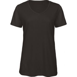 T-shirt Dames M B&C V-hals Korte mouw Black 50% Polyester, 25% Katoen, 25% Viscose