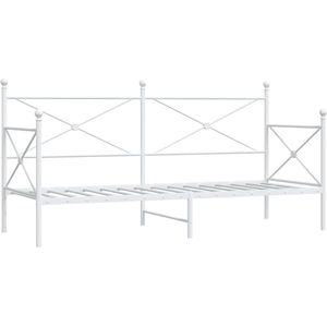 vidaXL - Slaapbank - zonder - matrasx190 - cm - staal - wit