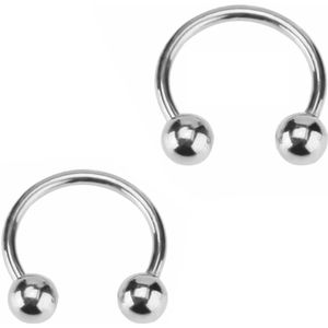 Fako Bijoux® - Circular Barbell Piercing - Hoefijzer - 10mm - Zilverkleurig - 2 Stuks