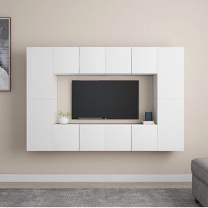 vidaXL Televisiekast TV-meubel - 60 x 30 x 30 cm - Wit+Materiaal- Spaanplaat - Kast