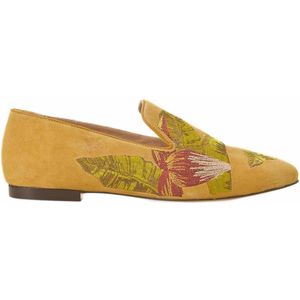 Mangará Canela Dames schoenen - leer - handgemaakt - borduursel - geel - maat 41