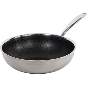Hybride wokpan, inductie, 28 cm, wokpan voor alle kookplaten, geschikt voor oven en vaatwasser, braadpan met antiaanbaklaag, non-stick pan, vrij van PFAS