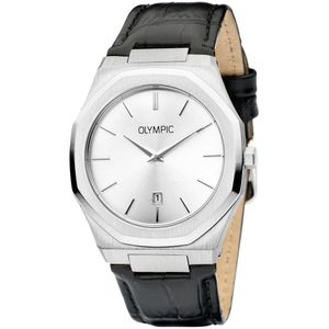 Olympic OL66HSL011 Terni Horloge - Leer - Zwart - 40mm