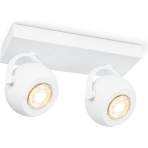 Home Sweet Home - Moderne LED Opbouwspot Nop - Wit - 23/9.5/14cm - 2 lichts plafondspot - Dimbaar - inclusief LED lichtbron - GU10 fitting - 5W 390lm 3000K - warm wit licht - gemaakt van metaal