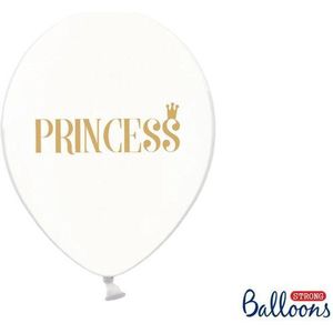 Partydeco - Ballonnen clear Princess goud 50 stuks