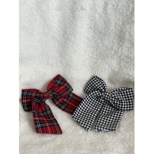 Haarstrikken - Haarclip geruite en houndstooth - 2 stuks Kerst Geruite Strik Haarspeldjes voor Meisjes en Vrouwen - Modeaaccessoire voor Winter - Handgemaakt