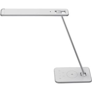 Ledbureaulamp JAZZ, 11 W, 1000 lm, dimbaar, zwenkbaar, met QI-laadfunctie, wit-zilver