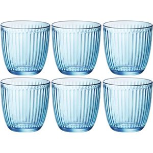 18x Stuks waterglazen/sapglazen blauw 290 ml - Glazen / drinkglazen