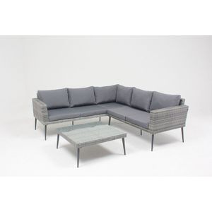 Concept-U - Lage tuinmeubels 5 stoelen in gevlochten harsgrijs TEFARI