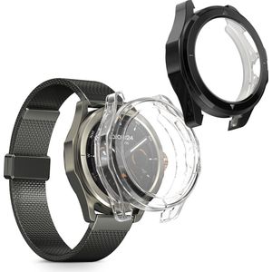 kwmobile 2x smartwatch hoes geschikt voor Xiaomi Watch S4 Sport hoesje - Siliconen sporthorloge cover - Activity tracker case in transparant / zwart