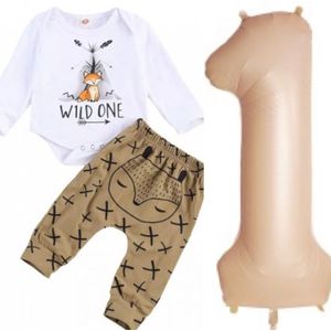 Cakesmash set Wild One met broek, romper en grote folie fallon Nude 1 - eerste - 1 - verjaardag - wild one - ballon - kinderkleding