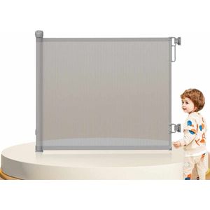 CNL Sight,Oprolbaar Traphekje baby hek,180 cm, Veiligheidshekje voor Baby,Kinderhekje Hondenhek,gangen patio's trapleuningen flexibele en uittrekbare hek (Grey)
