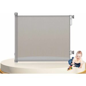 CNL Sight,Oprolbaar Traphekje baby hek,180 cm, Veiligheidshekje voor Baby,Kinderhekje Hondenhek,gangen patio's trapleuningen flexibele en uittrekbare hek (Grey)