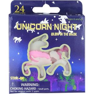 Glow in the dark stickers – Eenhoorn - Unicorn – 24 stuks - 5 cm - Cadeautjes tot 10 euro - glow in de dark