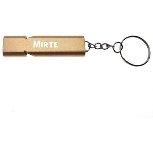 Sleutelhanger - Fluit - Met Naam - Mirte - Goud - Veiligheid