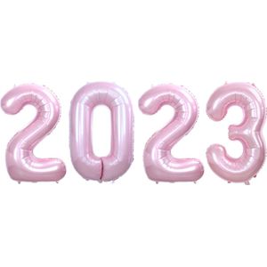 Ballon Cijfer 2023 Oud En Nieuw Versiering Nieuw Jaar Feest Artikelen Roze Happy New Year Ballonnen Roze – XL Formaat