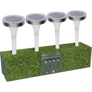 Proventa® Set van 4 Solar Tuinlampen met sensor - Draadloos - Automatisch aan/uit - Multicolor