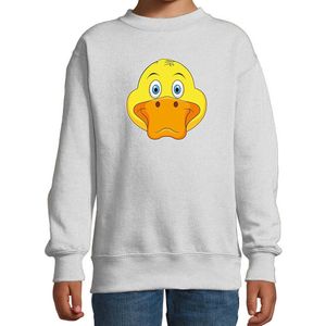 Cartoon eend trui grijs voor jongens en meisjes - Kinderkleding / dieren sweaters kinderen 134/146