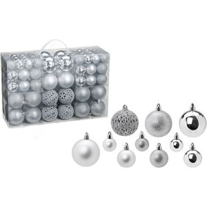 Wurm Kerstballen - 100x st - kunststof - zilver - 3-4-6 cm