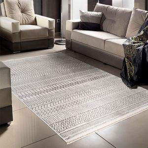 Flycarpets Agathe Modern Gestreept Vloerkleed - 80x150cm - Grijs