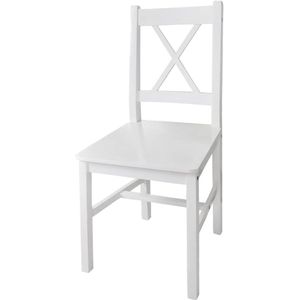 vidaXL Eetkamerstoelen - Set van 4 - Wit Hout Houten Eetkamerstoelen - Eetkamerstoelen Set - Witte Eetkamerstoelen - Granenhout Meubels - Ergonomische Stoelen