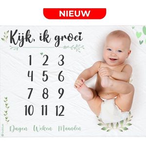 Mijlpaaldeken van Bablue - Inclusief Frames - NEDERLANDS - Baby Cadeau - Kraamcadeau – Babyshower - Baby Dekentje - Kraampakket - Kraamcadeau Meisje - Mijlpaaldeken Baby - Mijlpaalkaarten Baby - Kraamcadeau Jongen - Kraamcadeau Geschenkset