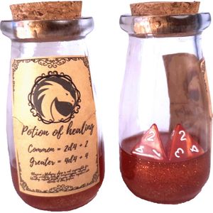Blazium - DnD Health Potion Set - 2x Dice shakers - (Healing 2xD4 & 4xD4) - Handgemaakt - Dungeons & Dragons