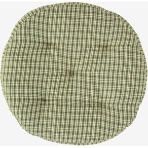 Madam Stoltz - rond zitkussen - groen met ruiten - 45 cm - 100% katoen