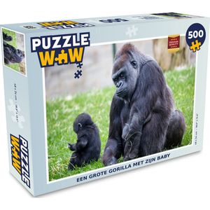 Puzzel Een grote Gorilla met zijn baby - Legpuzzel - Puzzel 500 stukjes